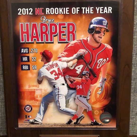BRYCE HARPER 2012 Rookie of The Year WASHINGTON NATIONALS OFFICIAL MLB - Picture 2 of 12